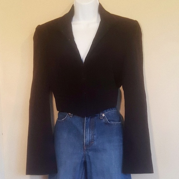 Rene Lezard | Black Wool Crop Jacket | Sz 4 - Picture 2 of 8